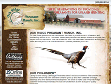 Tablet Screenshot of oakridgepheasantranch.com